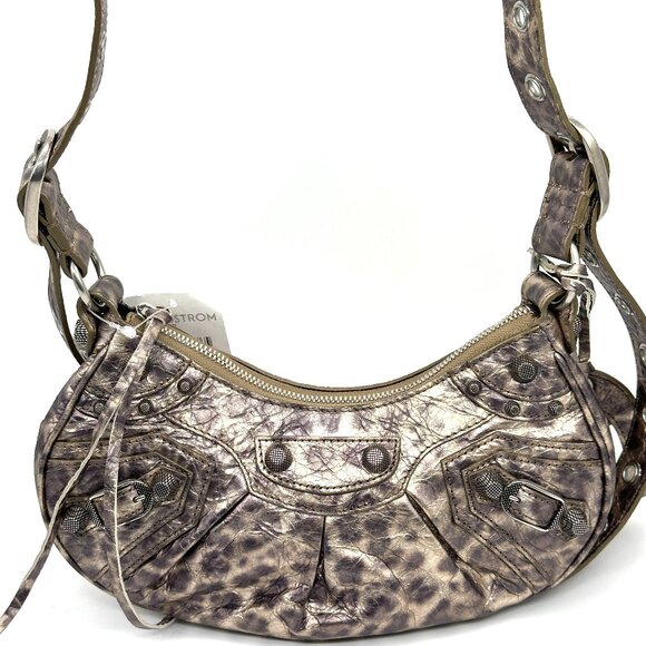 Balenciaga LE CAGOLE XS Metallic Leopard Stud Shoulder Crossbody Mini Bag - Picture 5 of 16